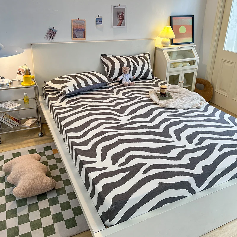 

Yaapeet Bedding Zebra Print Soft Fitted Bed Sheet Adjustable Mattress Covers Bed Single Sheets With Elastic Bands Bedspreads