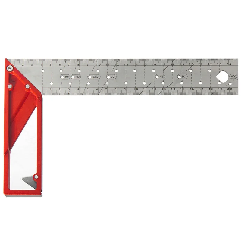 

25CM Multifunction Level Ruler Carpenter Ruler Steel Marking Square Ruler Marking Angle Ruler Stainless Steel Woodworking Tools