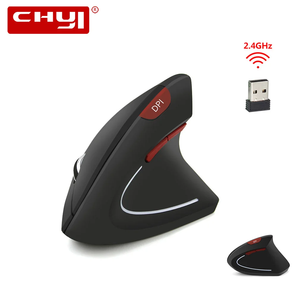 

CHYI Wireless Vertical Ergonomic Computer Mouse 2.4Ghz Usb Optical PC Mause 1600 DPI 6 Button LED Gaming Mice For Laptop Desktop