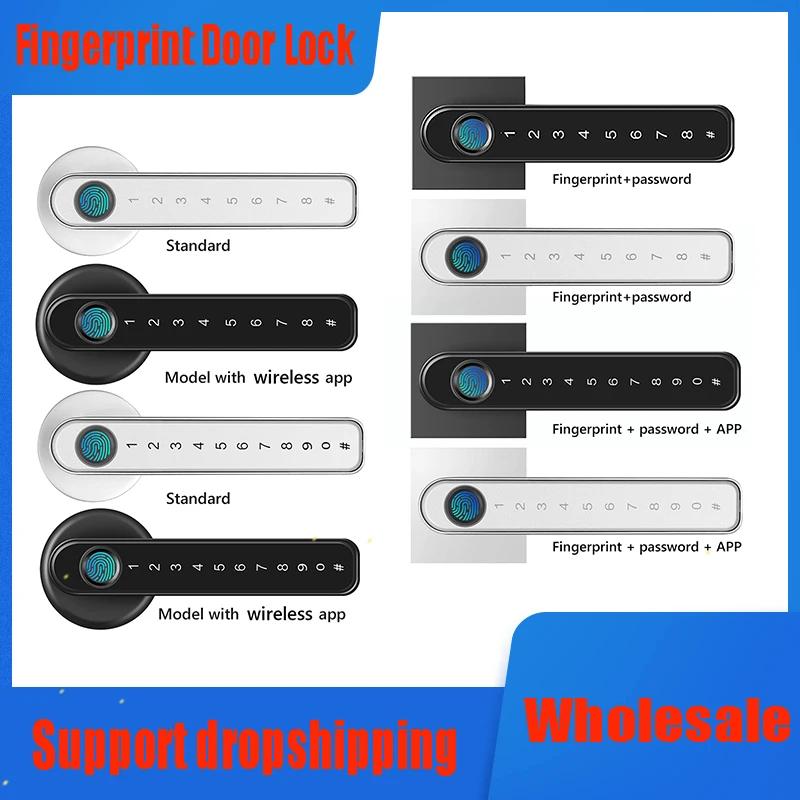 

Super Security Fingerprint Door Lock Smart Keyless Entry Biometric Keypad Password Lever Handle Lock App Control Electric Lock