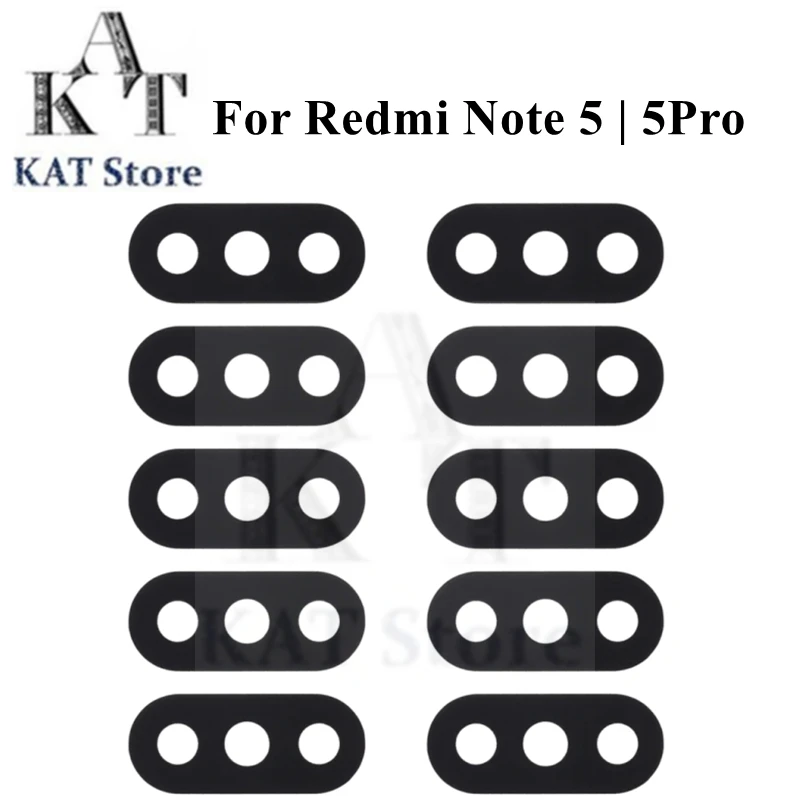

Стеклянный объектив задней камеры на клейкой основе без рамки для Redmi Note 5 5 Pro, 10 шт., запасные части для смартфона