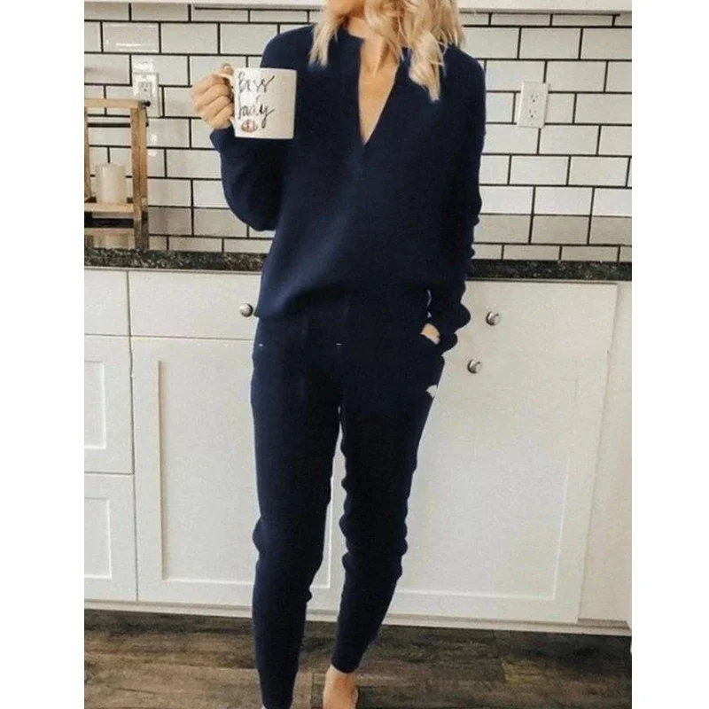 Lugentolo костюм из двух предметов для женщин отдыха дома полосы с длинным рукавом