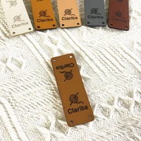30pcs sewing labels customize logo brand handmade leather tags for knitting clothing folding laser engraved garment hats label