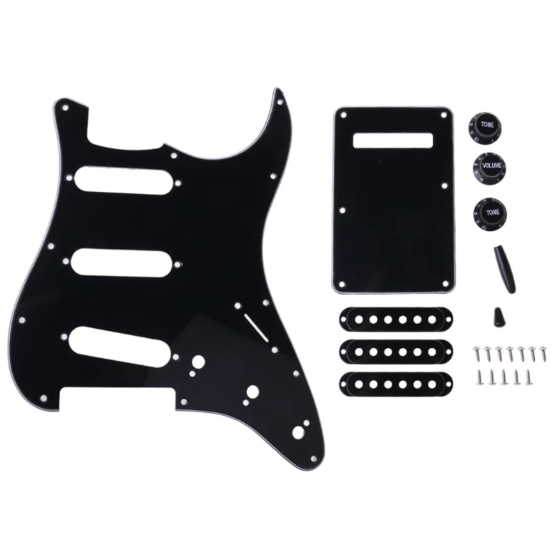 

1set SSS Electric Guitar Pickguard Back Plate Pickup Cover Knobs Tips For St SQ Accessories Parts dropshipping