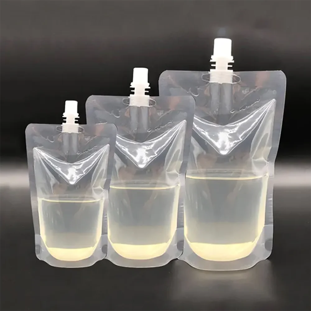

50pcs Transparent Clear Beverage Liquid Water Juice Drink Packaging Stand Up Reusable 50ml 100ml 250gml 350ml 500ml Spout Pouch