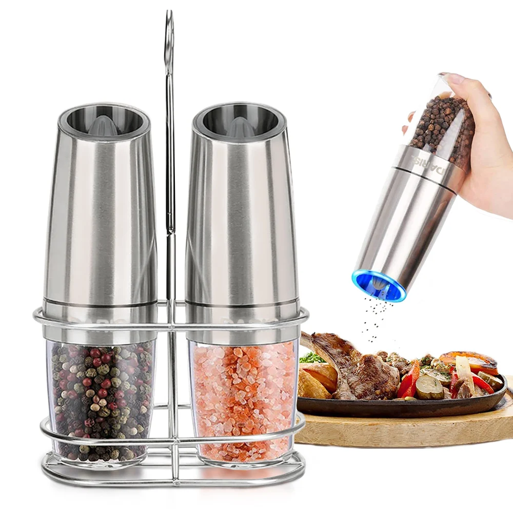 

Electric Automatic Salt and Pepper Grinder Electric Grinder Gravity Adjustable Spices Grinder Led Light Spice Mill Kitchen Tools