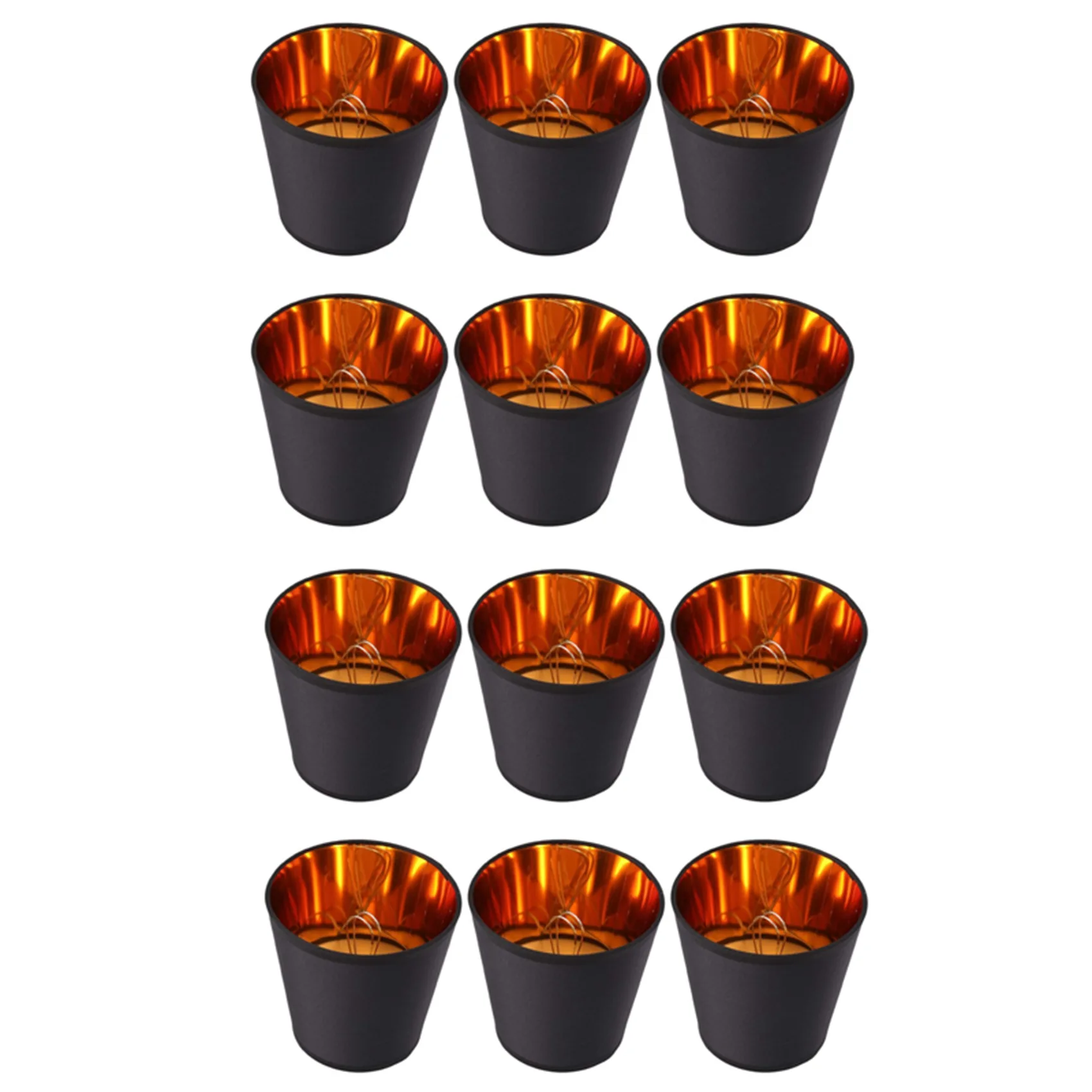 

12X Black Lamp Shades With Gold Lining Clip On Light Shades Candle Chandelier Lampshades
