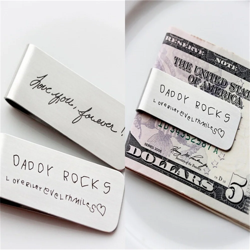 

Personalized Quality Stainless Steel Credit Card Holder Fashion Simple Silver Dollar Cash Clamp Holder Wallet for Men Women
