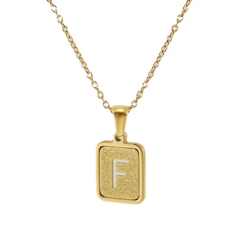 Stainless Steel Tiny Square Disc Initial Necklace for Women Gold Color Hollow Letter Choker Minimalist Pendant Necklaces Jewelry