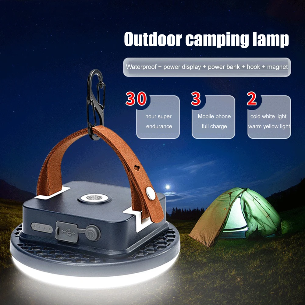 

Portable Camping Lantern USB Rechargeable LED Magnet Flashlight Hanging Lamp Waterproof Outdoor Tent Emergency Fishing Hiking
