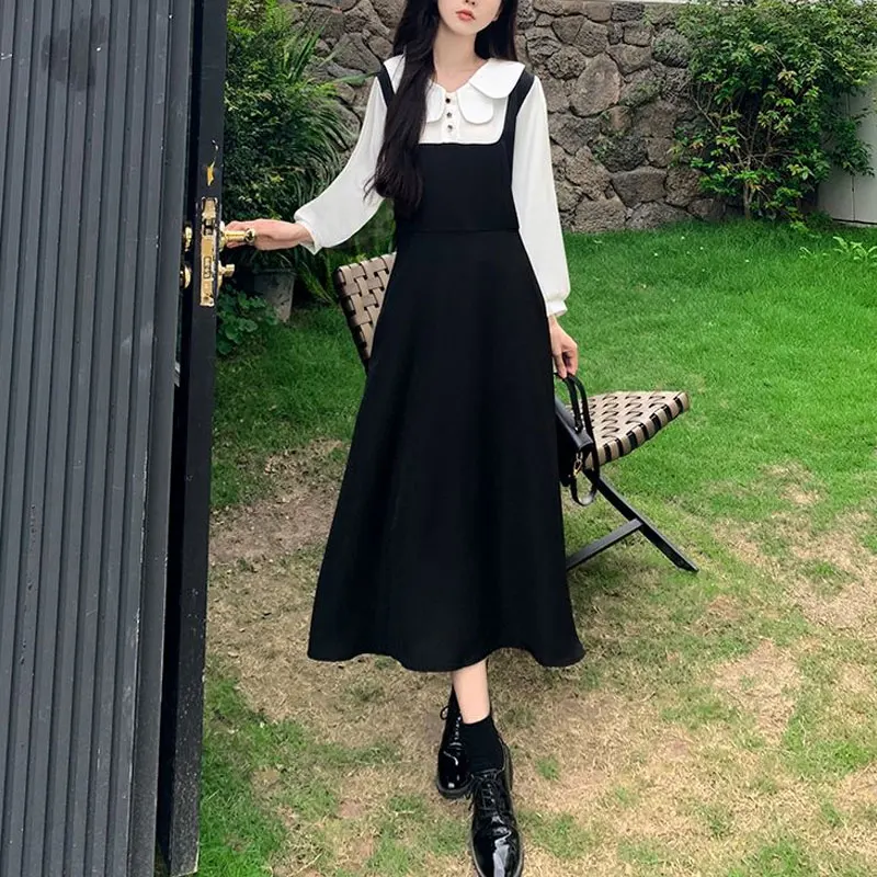 Платье-миди женское демисезонное ТРАПЕЦИЕВИДНОЕ с воротником кукла