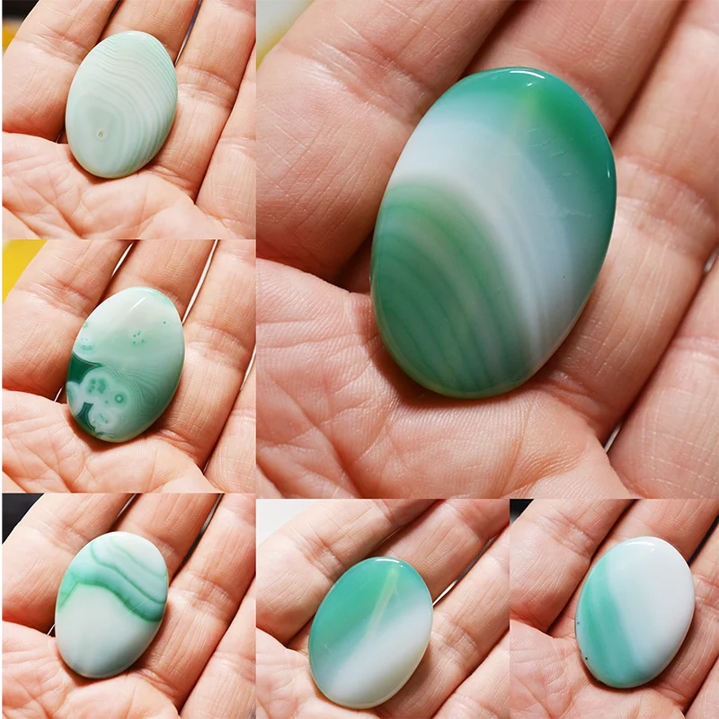 

36x26mm Natural stone green agate oval 30x40MM straight bead suitable for DIY necklace pendant men's and women's fashion jewelry