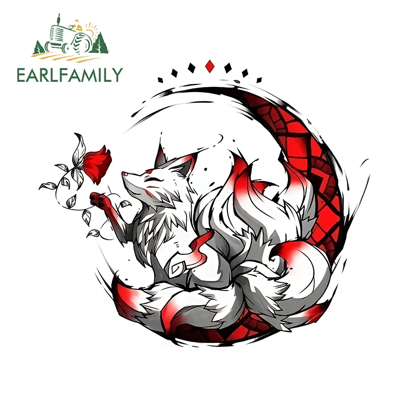 

EARLFAMILY для лисы, красная луна, автомобильные наклейки, солнцезащитные наклейки, простая защита двери автомобиля, бампер, украшение на лобовое стекло