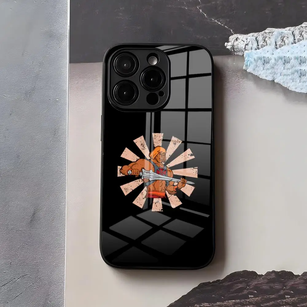 Фото Чехол H-He M-Man-S для iPhone 17 Air 16 E Pro Max 15 14 13 Mini 12 Pro 11 Max Plus, черный, стеклянный №3