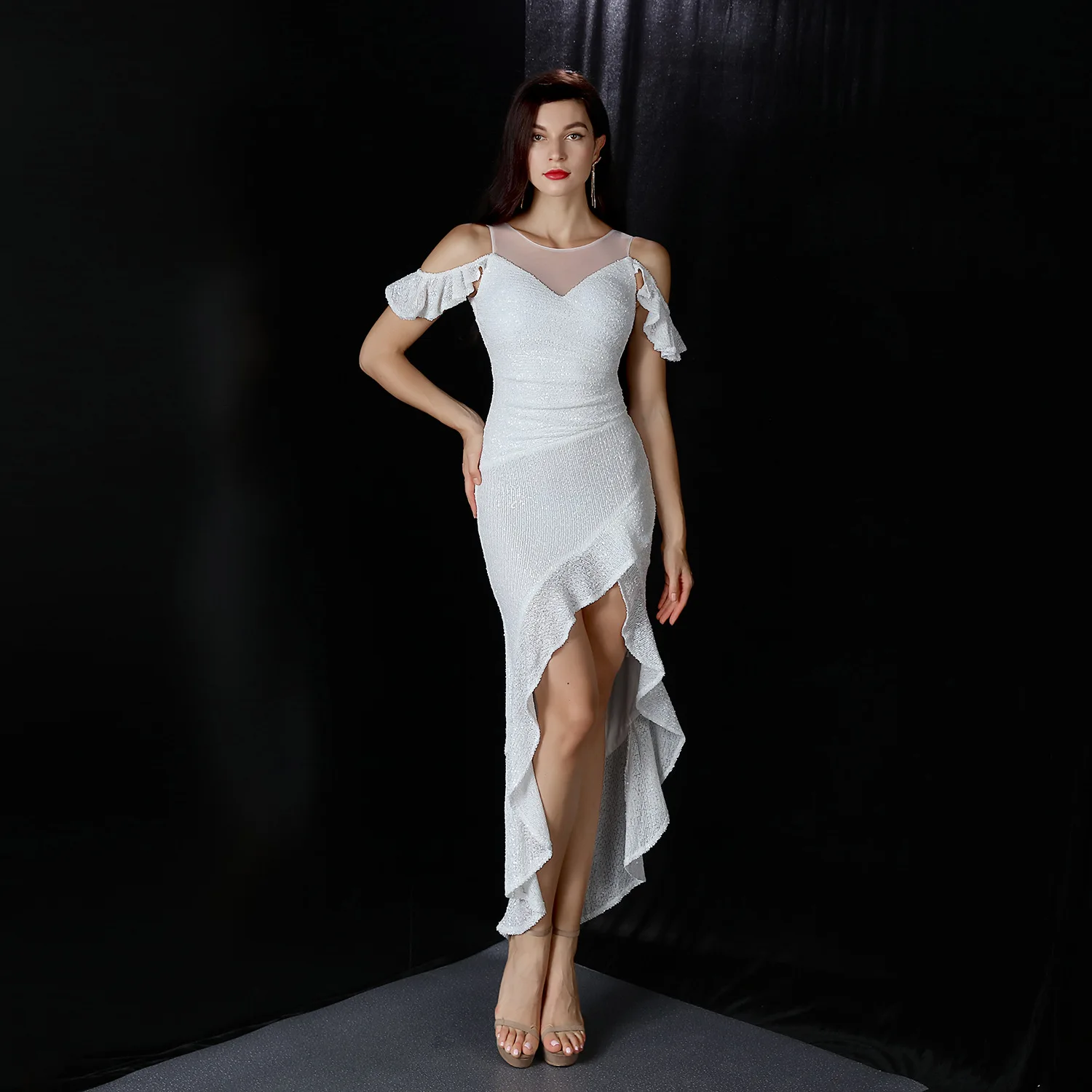 

Women's Party Dress 2022 New Elegant Chic Cocktail Party Dress Sexy V-Neck Tulle Maxi sequins shine Dress Ladies Banquet Gowns