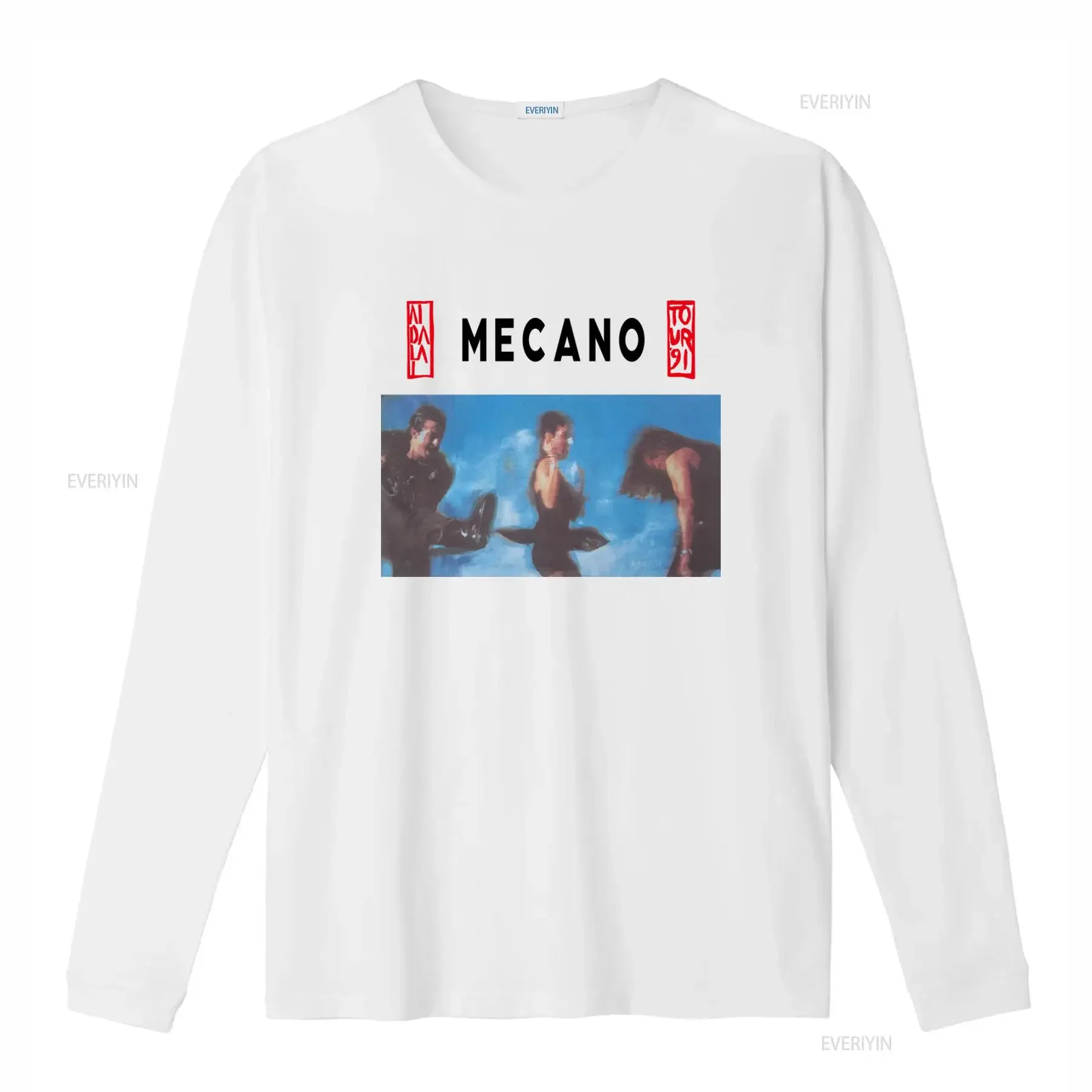 Фото Винтажная футболка Mecano в стиле испанской поп-музыки и син-т-вейв, с эффектом потертости, удобная, в стиле стритвир, мягкая, модная, универсальная. №2