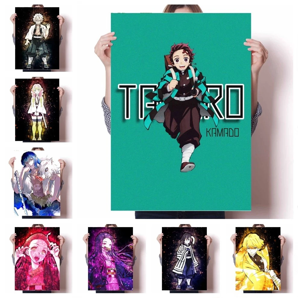 

Home Decoration Painting Canvas Print Demon Slayer Poster Wall Art Kimetsu No Yaiba Tanjirou Nezuko Picture Bedroom Background