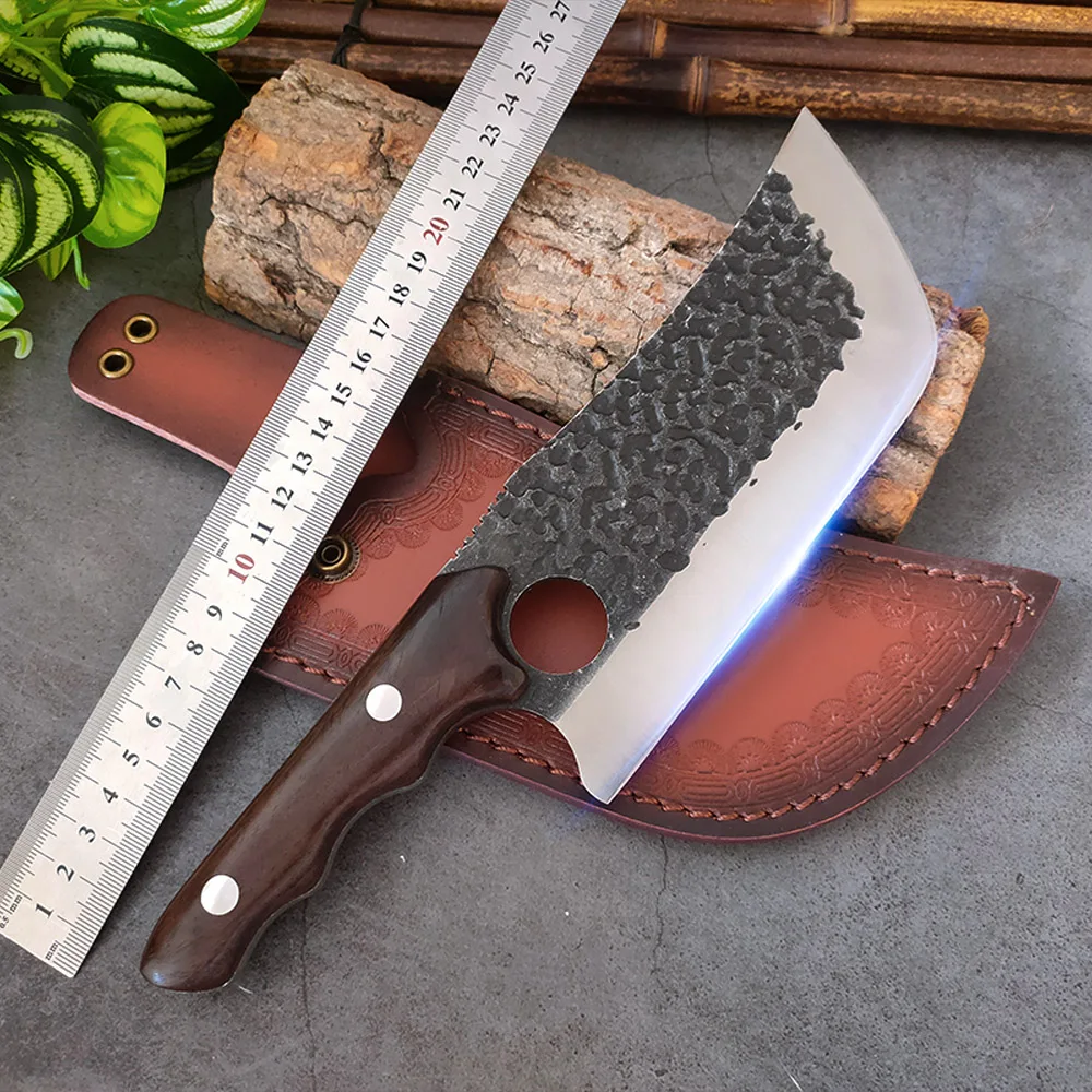 

Heavy Chinese Knives Outdoor Survival Barbecue Camping Knife Forged Blade Boning Butcher Knife Cleaver Meat Chef Kitchen Knives