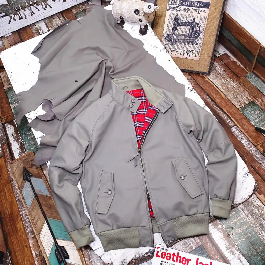 

Harrington G9 light imported Italian without coating dye water head rice gray layer of goat skin