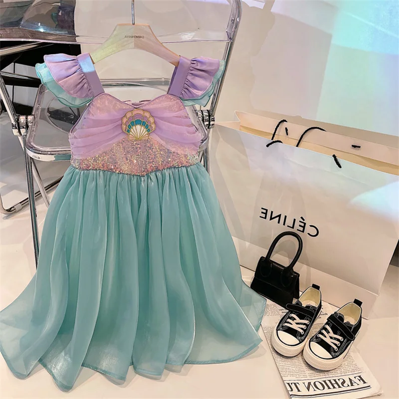 

Baby Girl Princess Sequins Dress 2023 Children's Clothing Party Birthday Pageant Carnival Kids Costume For Junior Girls 2 To 12Y