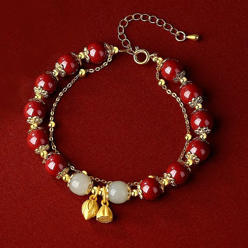 UMQ оригинальный женский браслет из двух шихуанских лотосов серебро 925 пробы