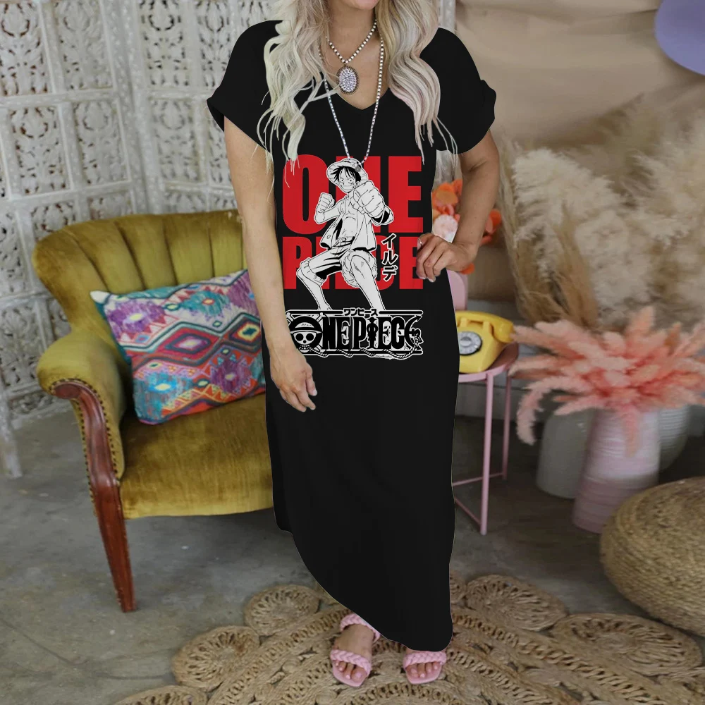 

Roronoa Zoro Split Skirt Long Dresses for Women Anime Sexy Dress One Piece Print V-Neck Summer 2023 Evening Elegant Maxi Print