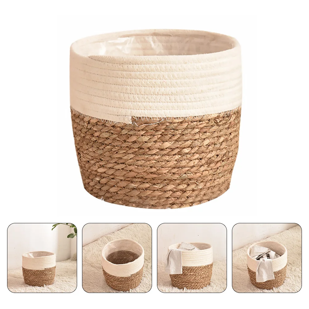 

1pc Woven Storage Basket Woven Flower Pots Towels Blanket Basket Decorative Storage Basket Sundries Basket Large Jute Basket