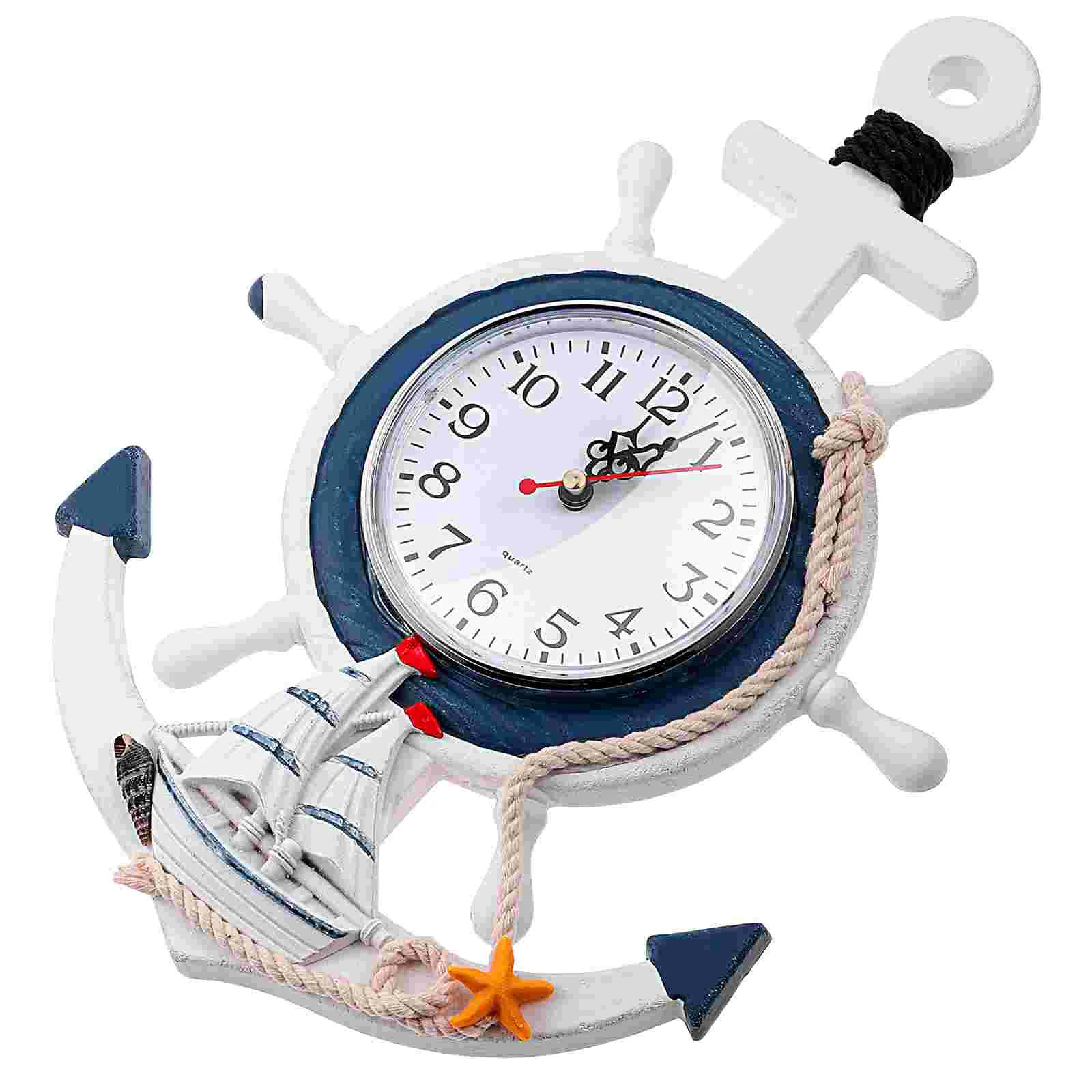 

Wheel Clock Creative Decorative Wall Clocks Sea Theme Light House Decorations Home