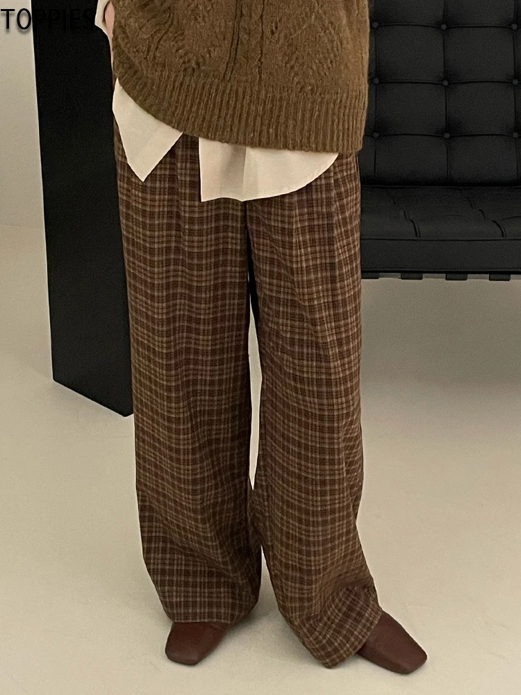 

Брюки женские повседневные в клетку, с эластичным поясом