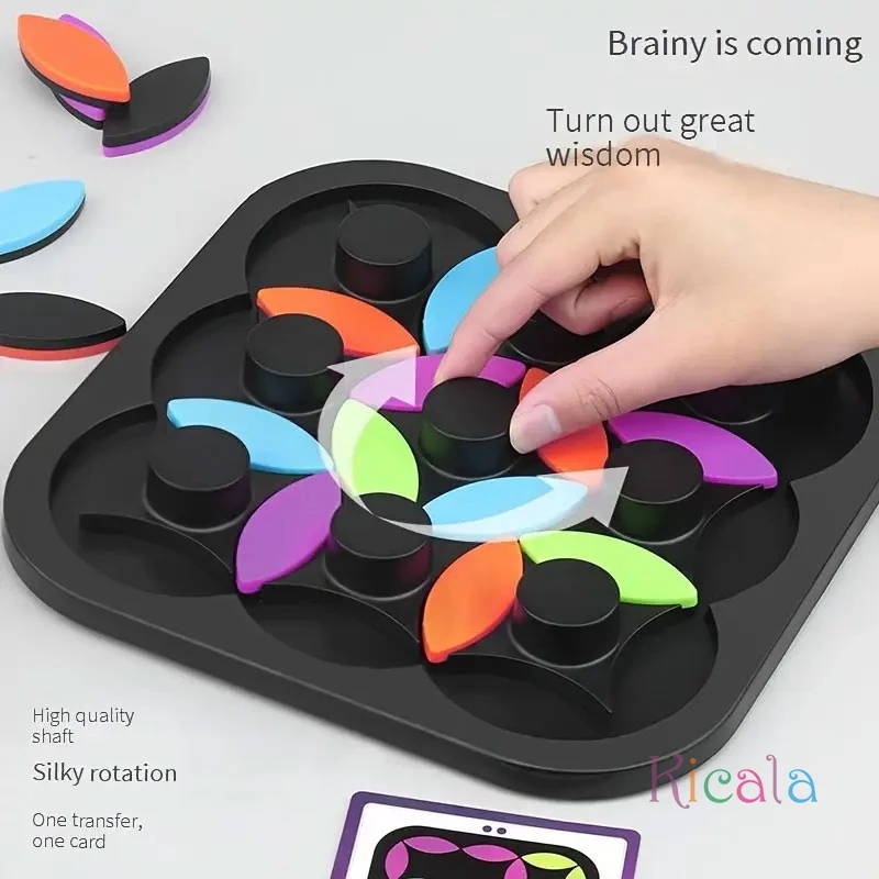 Вращающаяся головоломка с разноцветными листьями - интерактивная игра для