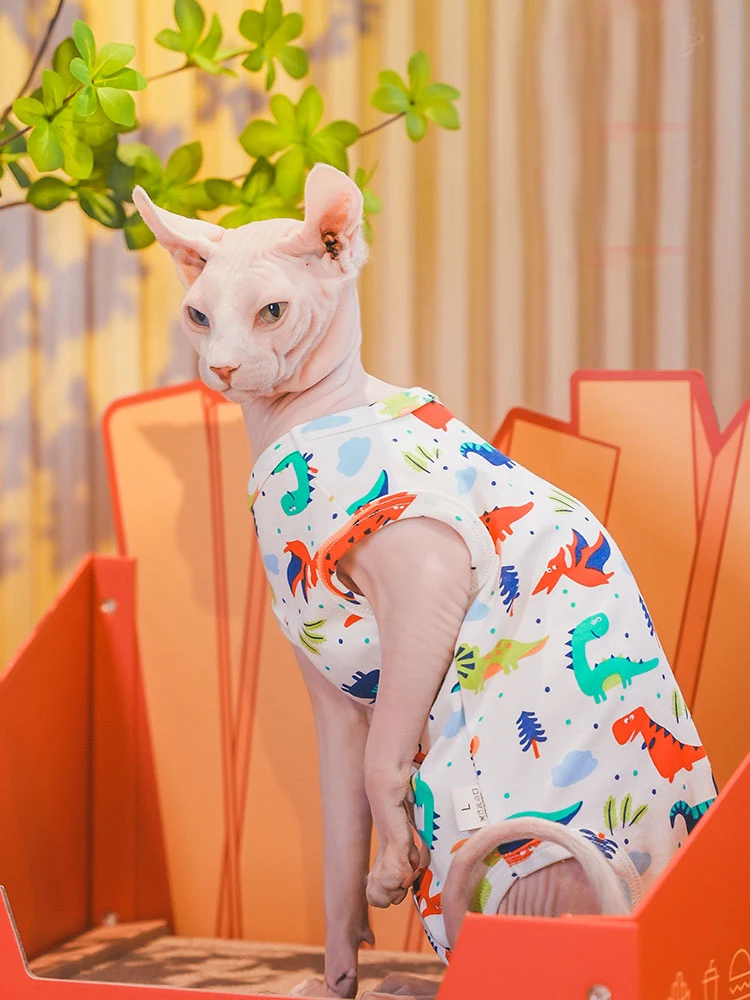Флисовое пальто для кошек Sphynx одежда лета и весны толстовка с рисунком динозавра