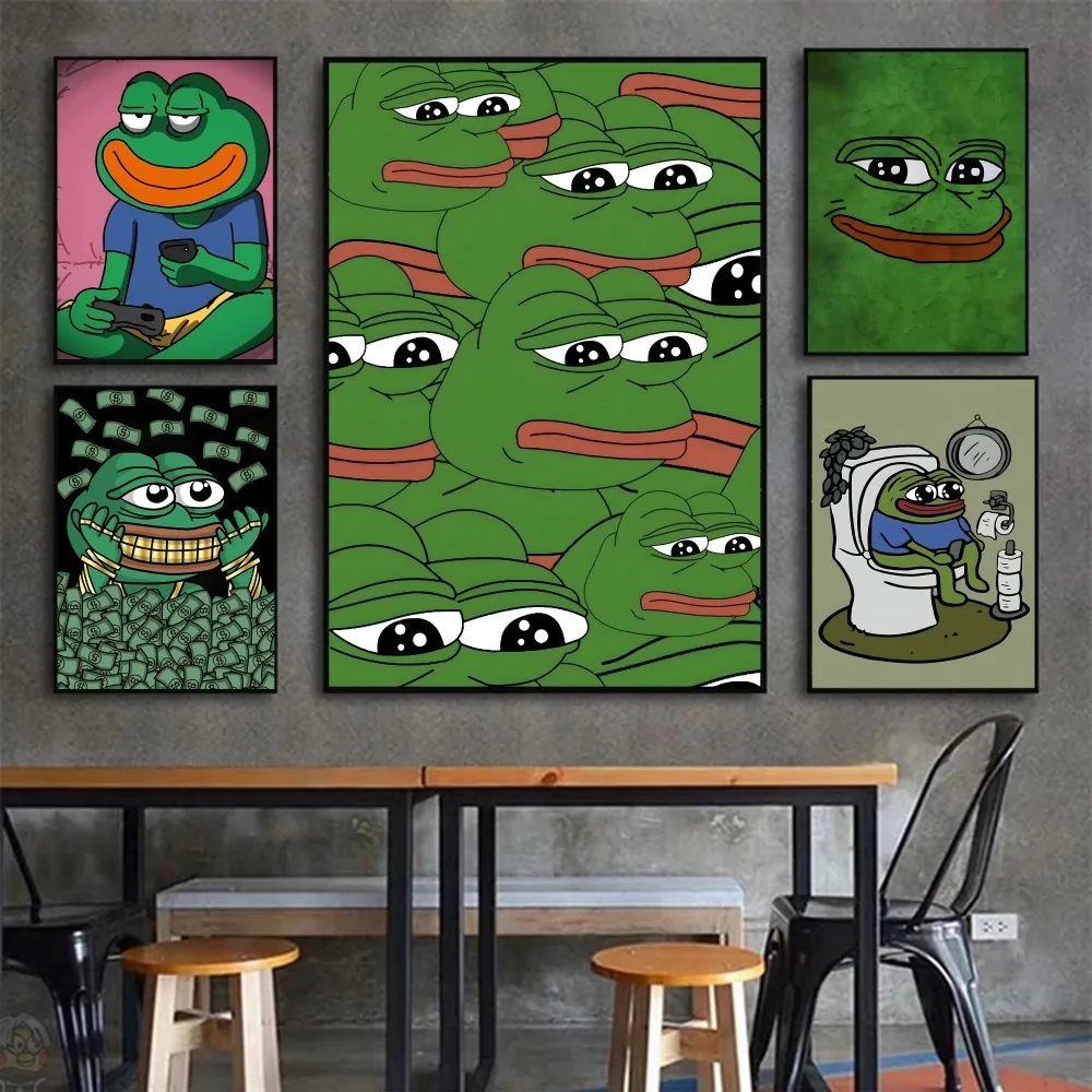 Мультяшный Забавный постер P-Pepe лягушка бумажный принт для дома гостиной спальни