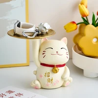 cute cat figurines resin ornaments sculpture for home decoration living room storage multifunction statue home decore gift