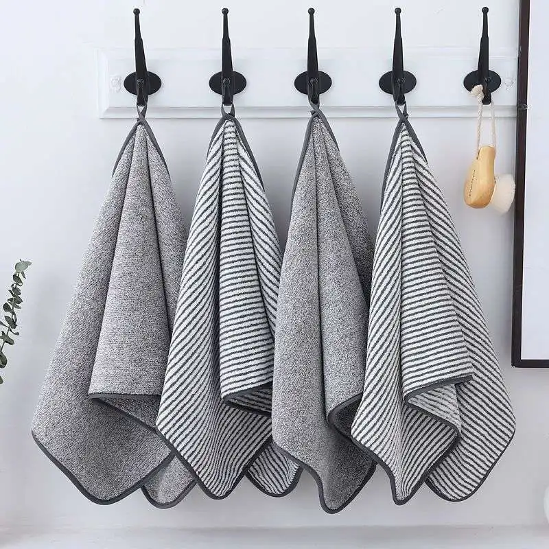 75X35CM High quality bamboo charcoal coral velvet fiber bath towel adult quick-drying soft absorbent hotel beauty salon towel images - 6