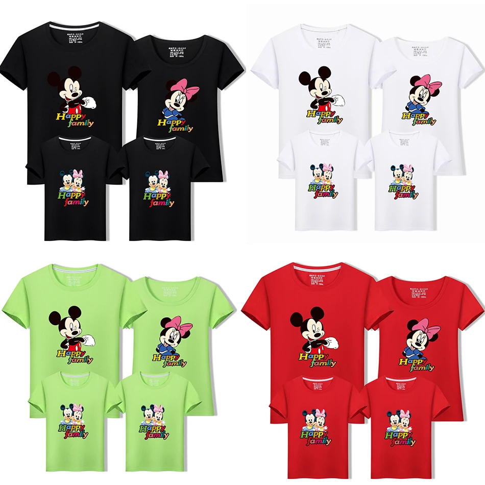 

Cartoon Mickey Minnie Family Matching T-shirts Mom Dad Kid Shirt Mother Father Daughter Son Matching Clothes Family Life Outfits