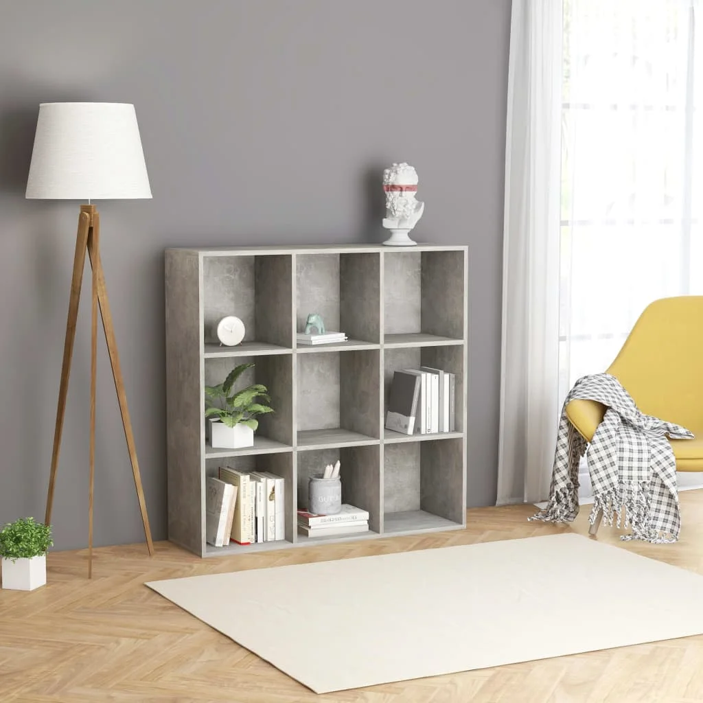 

Book Cabinet Concrete Gray 38.6"x11.8"x38.6" Chipboard Office Furniture
