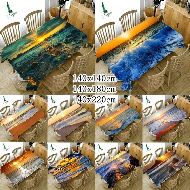 

Sea Beach Nature Scenery Table Cloth Seaside Sunset 3D Print Rectangular Tablecloths Party Picnic TableCover Home Decor