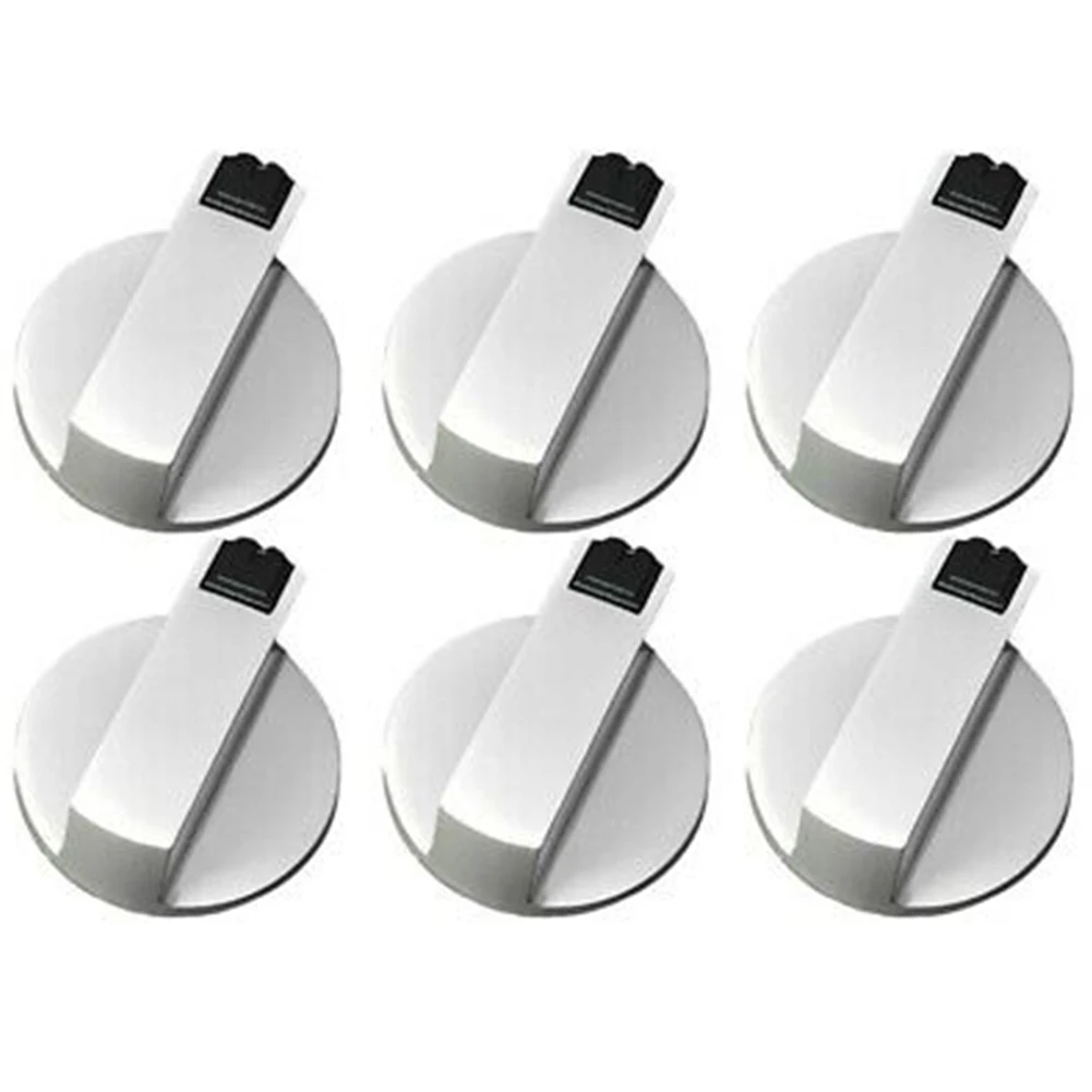 

6pcs Stove Knobs Oven Knob 0 Degree Zinc Alloy 6mm Universal Silver For Cooker Gas Stove Family Restaurant Kitchen Accessory