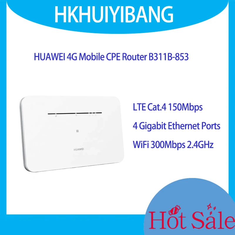 

HUAWEI HiLink Cat4 LTE 4G CPE Router WiFi Modem B311B-853 Wireless Hotspot 32 Devices WiFi Speed 300Mbps 4G Router With Sim Card