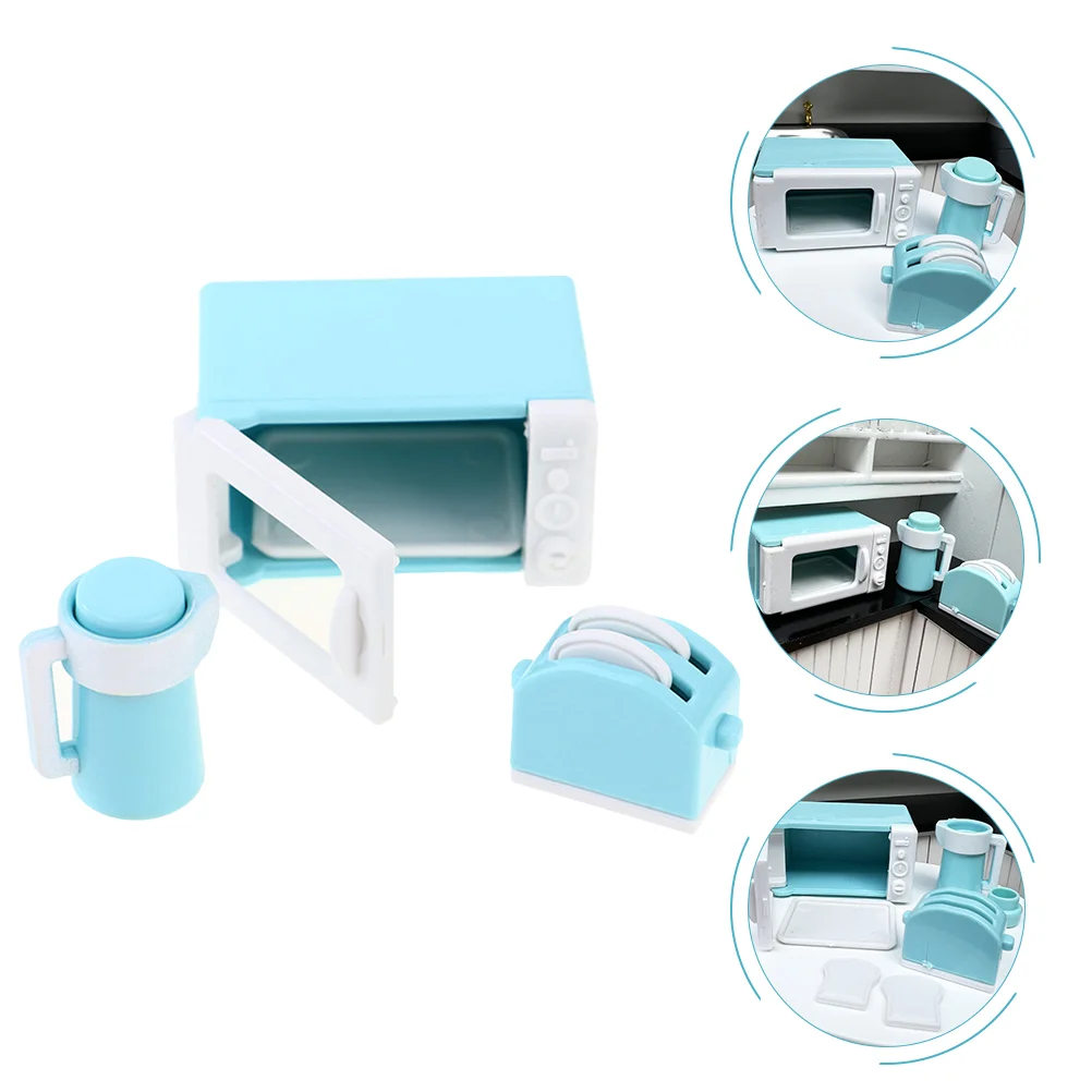 

1 Set Microwave Kettle Bread Maker Toys Mini House Kitchen Set for Toddlers