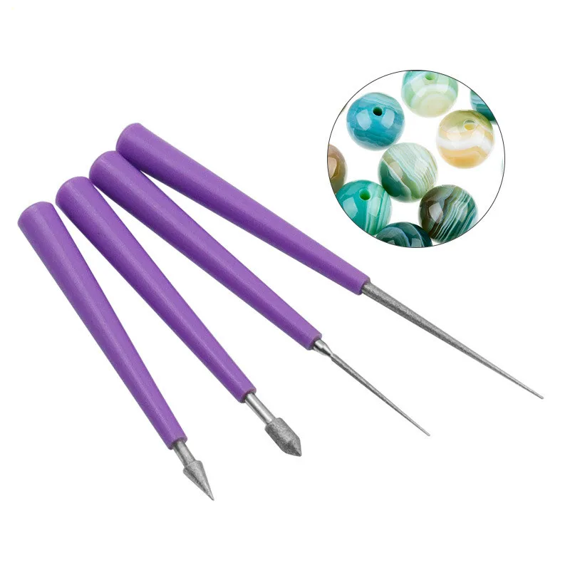 

4pcs Diamond Pearl Glass Bead Reamer Rebarr Beading Hole Enlarger Tool Set Diy Jewelry Processing Tools