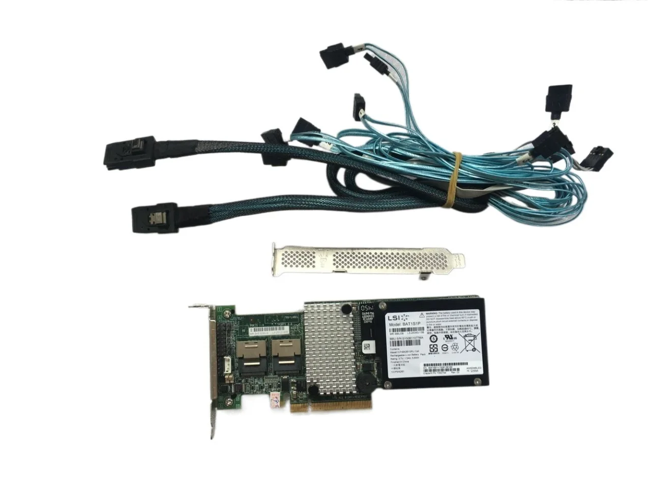 

RAID-контроллер LSI00202 Megaraid SAS 9260-8i + SFF-8087 to (4) 7-контактный SATA-кабель + аккумулятор