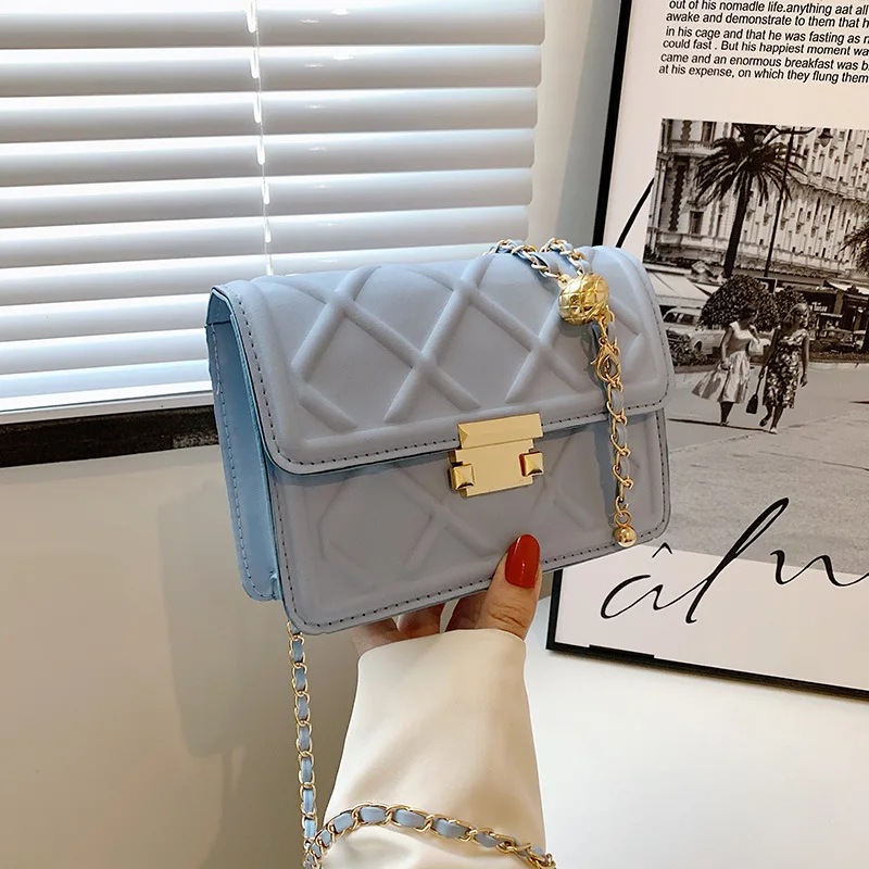 

JOY New Small Golden Ball Fashion Shoulder Bag Rhombus Frosted Jelly Texture Messenger Bag Chain Bag Ladies Handbag