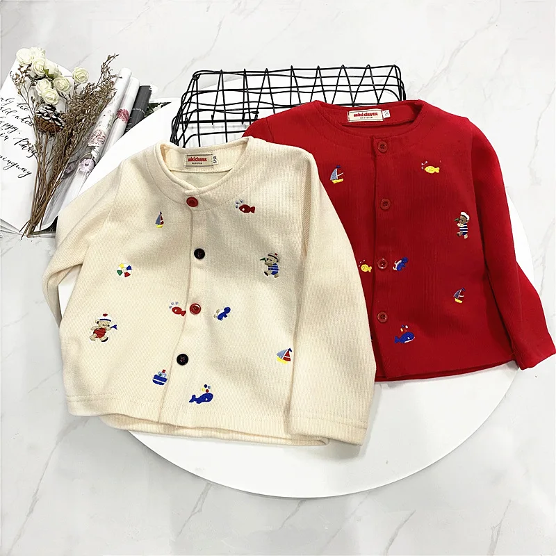 Новинка детская одежда вязаная куртка на осень и весну Топ с длинным рукавом