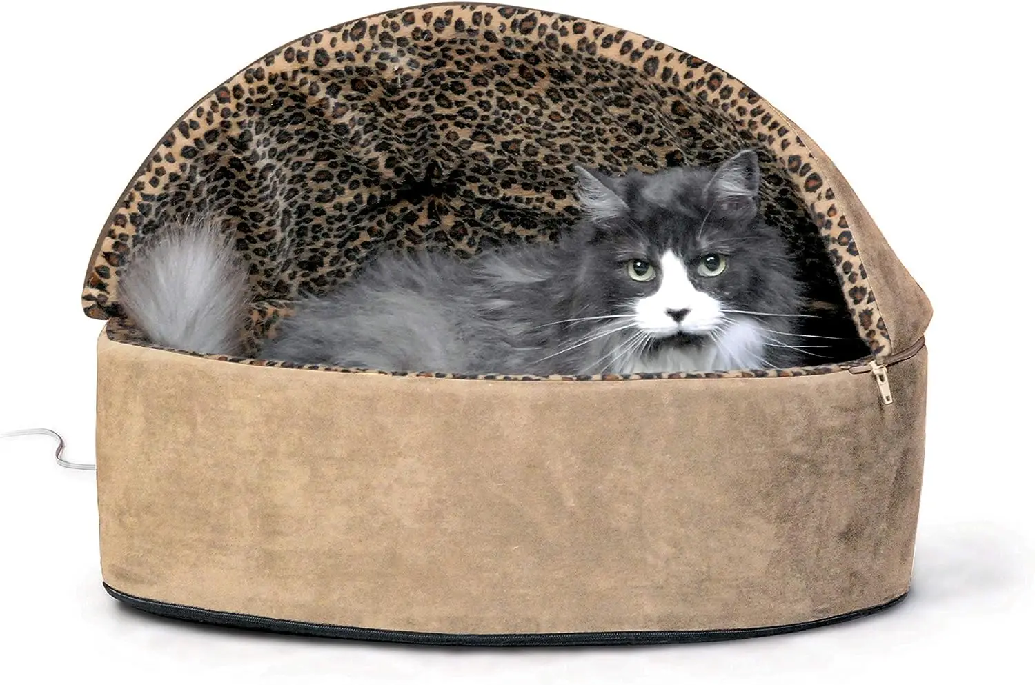 

Pet Products Thermo-Kitty Bed Indoor Heated Cat Bed Tan/Leopard Large 20 Inches