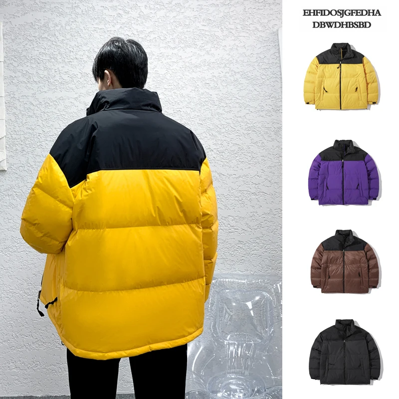 

Street Patchwork Puffers Coat Men 2023 Winter New Harajuku Hip Hop Loose High Street Casual Thicken Warm Black Couple Jackets