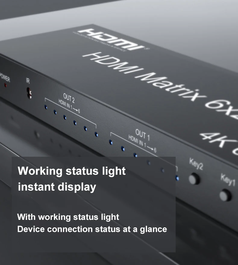 Матричный переключатель HDMI 6x2 4k 60 Гц профессиональный матричный сплиттер 6 в 2