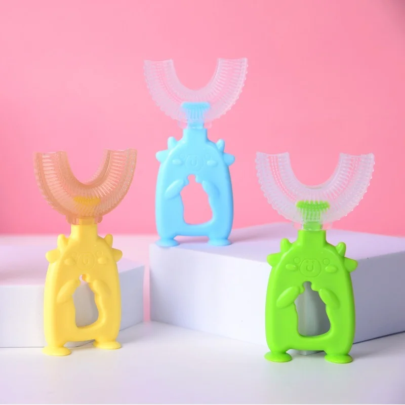 

Baby Cartoon Animal U-shaped Toothbrush 2-4 Years Old 4-8 Years Old Manual Silicone Soft Brush Child Oral Cleaning Supplies Item