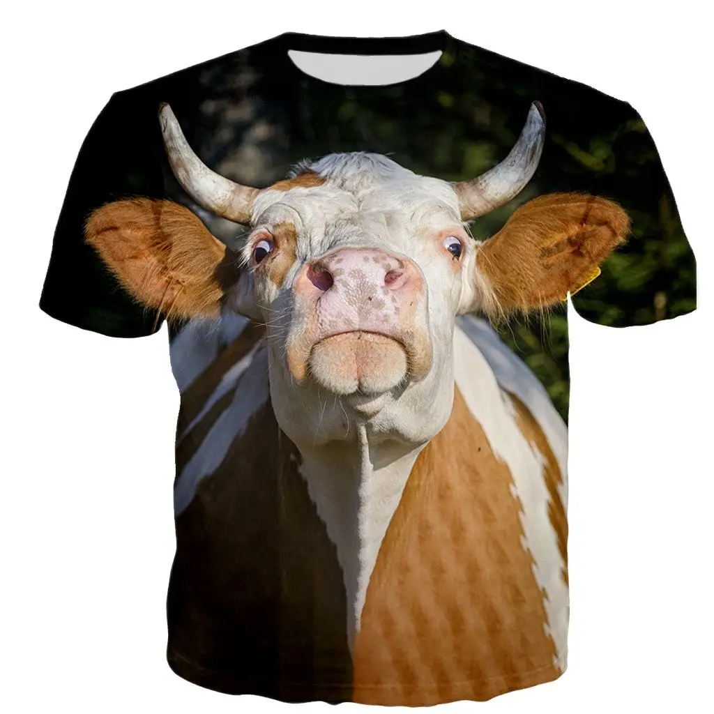 Cow 3D Printed T-shirt Men Women Harajuku Style Casual Clothes Streetwear Tops2022 Loose Breathable T-shirt 6xl Short Sleeve Wom