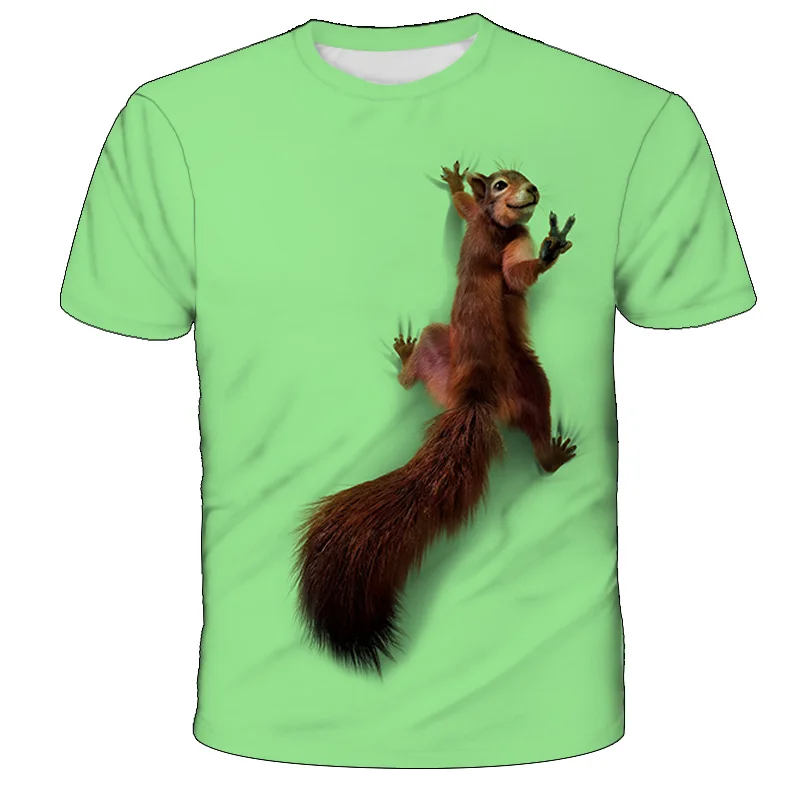 

2023 New Summer O Neck Squirrel 3D Printed T Shirts Short Sleeves Everyday Casual Funny Top Boys Girls Party Hip Hop T Shirts
